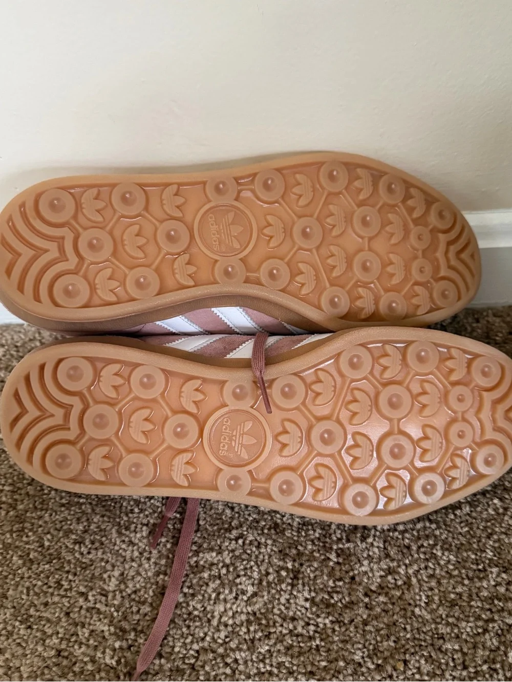 adidas Gazelle Pink Suede Sneakers with White Stripes and Gum Sole